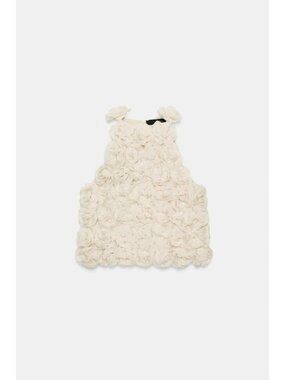 ZARA FLORAL TEXTURED KNIT HALTER TOP